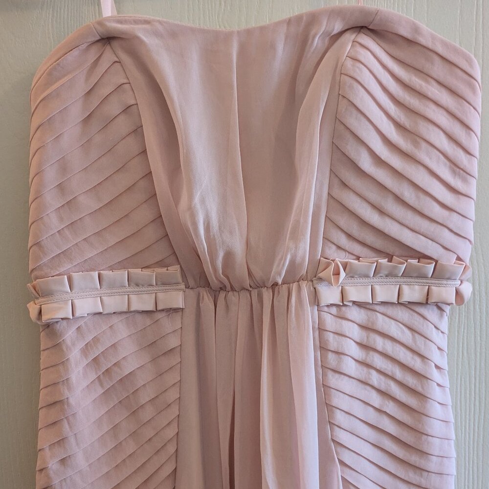 BCBGeneration Strapless Pink Pleated Short Cocktail Party Dress Size 10